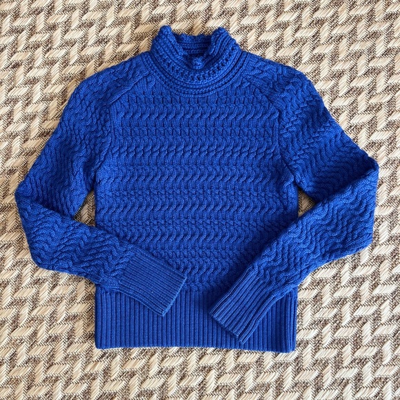 Dreyden Sweater - Women's Small Blue - Turtleneck Knit Merino Wool - Picture 3 of 14